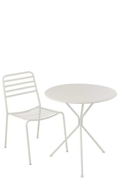 Garden Table Tripod Round Metal White Large