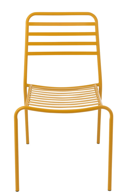 Garden Chair Striped Metal Ocher Yellow
