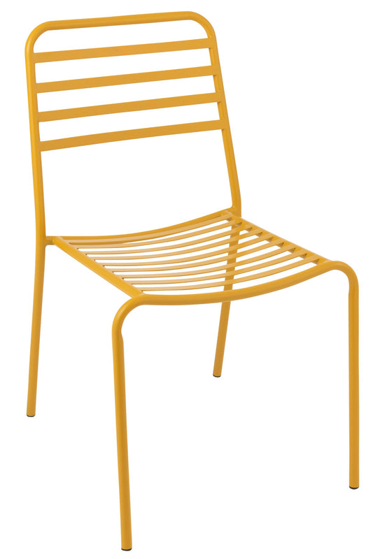 Garden Chair Striped Metal Ocher Yellow