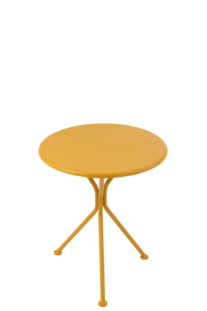 Garden Table Tripod Round Metal Ocher Yellow Small
