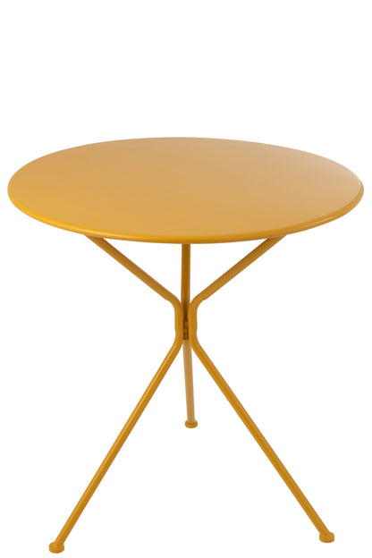 Garden Table Tripod Round Metal Ocher Yellow Large
