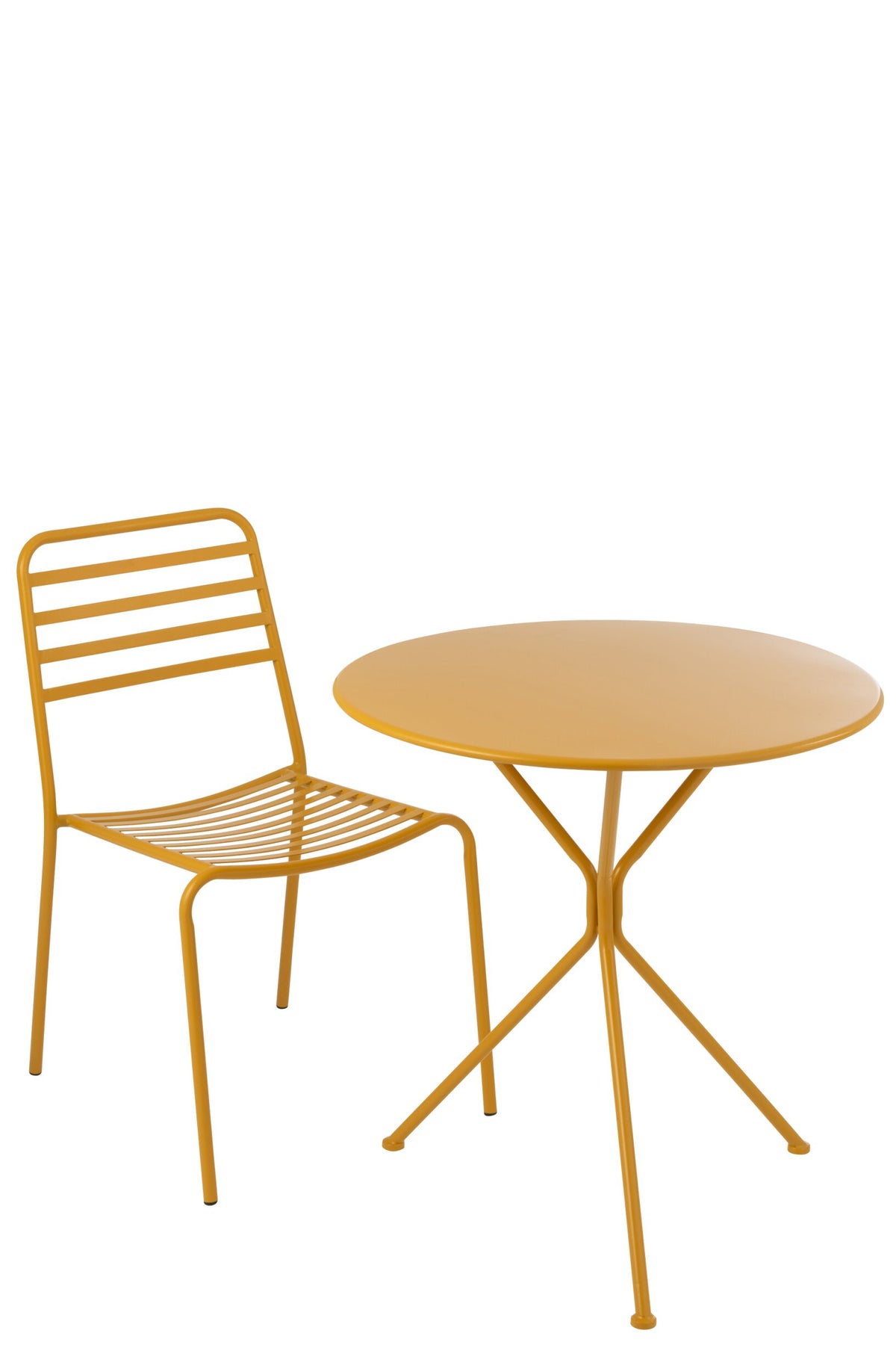 Garden Table Tripod Round Metal Ocher Yellow Large