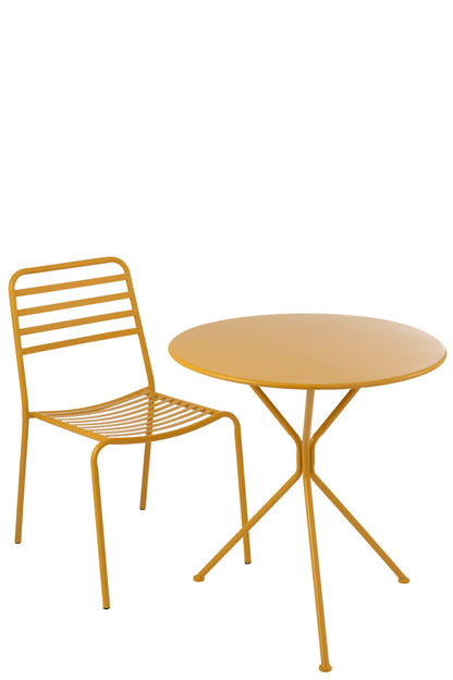 Garden Table Tripod Round Metal Ocher Yellow Large