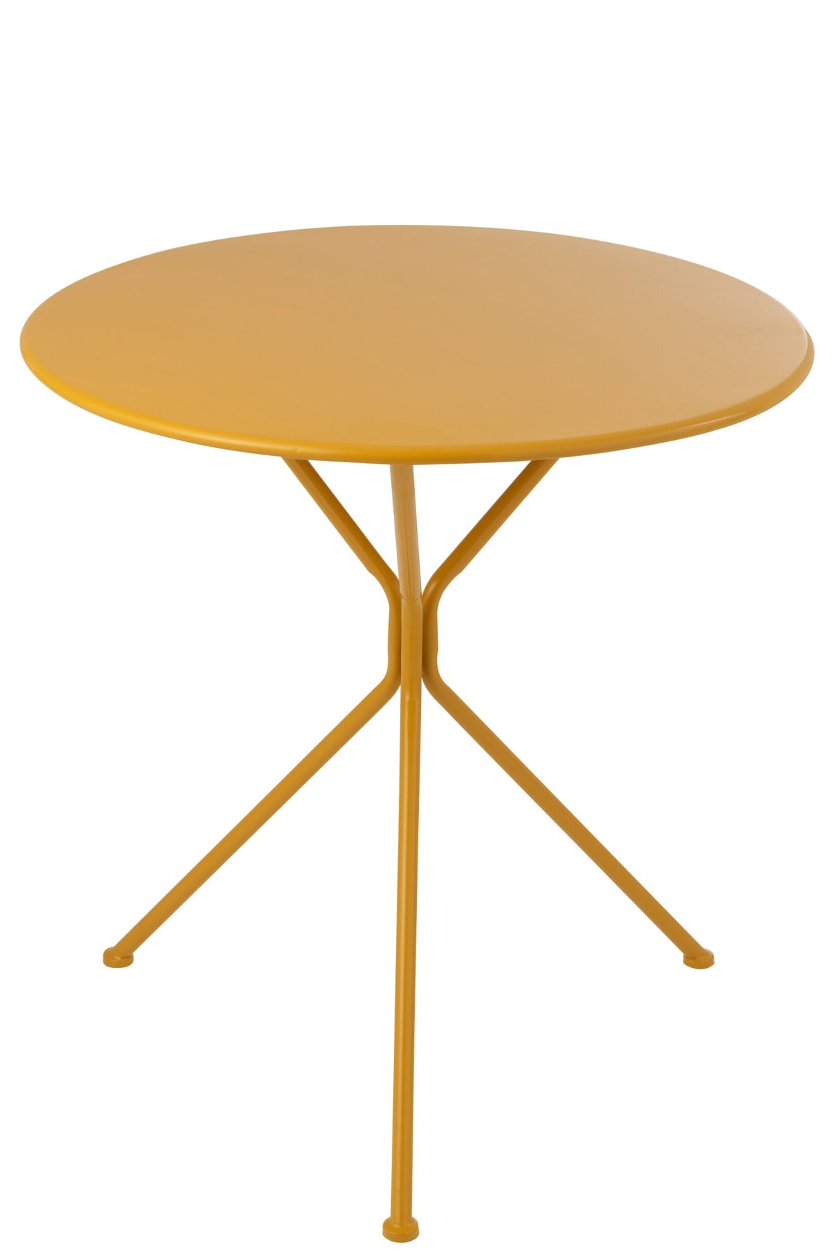 Garden Table Tripod Round Metal Ocher Yellow Large