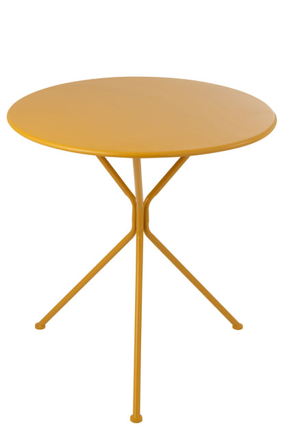 Garden Table Tripod Round Metal Ocher Yellow Large