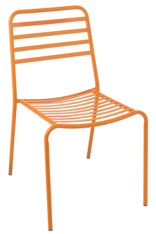 Garden Chair Striped Metal Orange