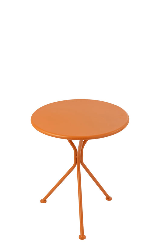 Garden Table Tripod Round Metal Orange Small