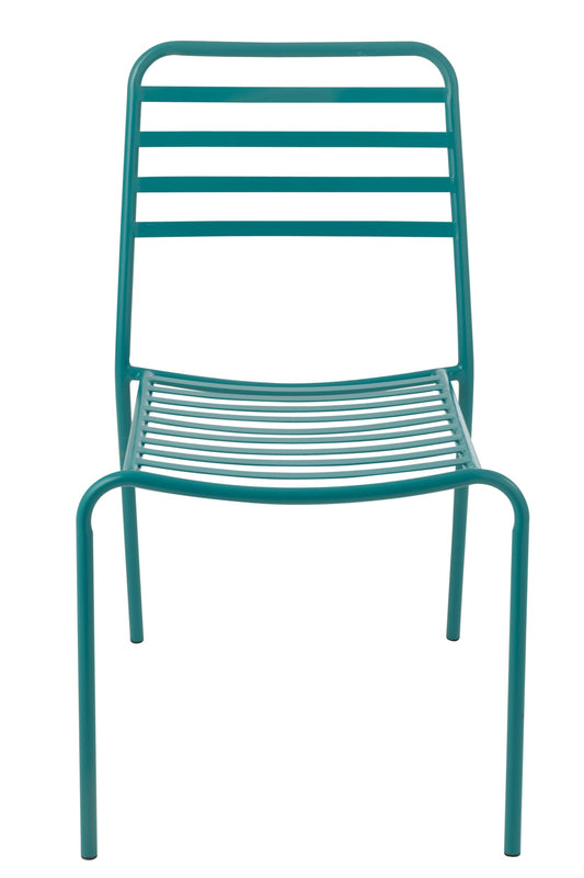 Garden Chair Striped Metal Turquoise