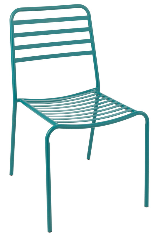 Garden Chair Striped Metal Turquoise