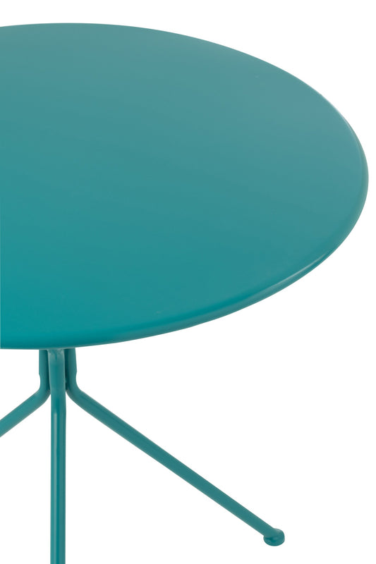 Garden Table Tripod Round Metal Turquoise Large