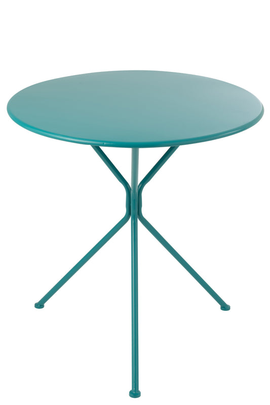 Garden Table Tripod Round Metal Turquoise Large