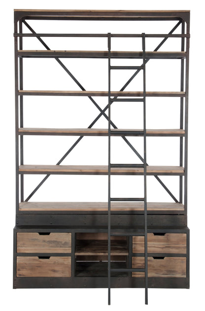 Rack+Ladder 4shelves Wood/Metal Natural/Brown 160X45X243Cm