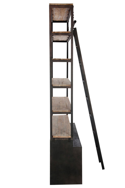 Rack+Ladder 4shelves Wood/Metal Natural/Brown 160X45X243Cm