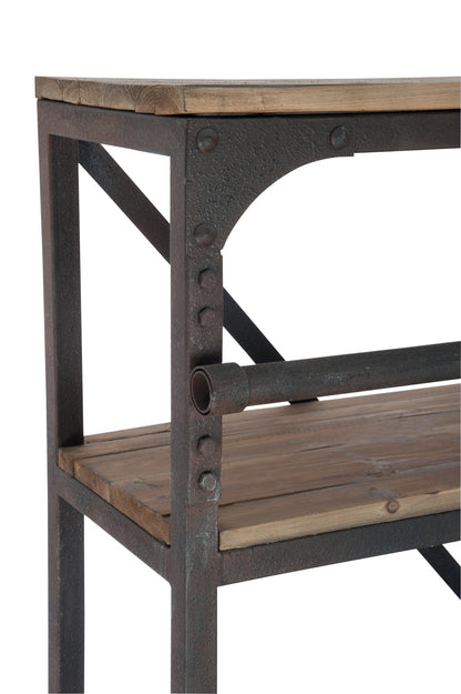 Rack+Ladder 4shelves Wood/Metal Natural/Brown 160X45X243Cm
