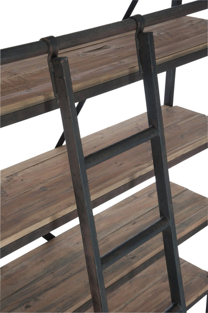 Rack+Ladder 4shelves Wood/Metal Natural/Brown 160X45X243Cm