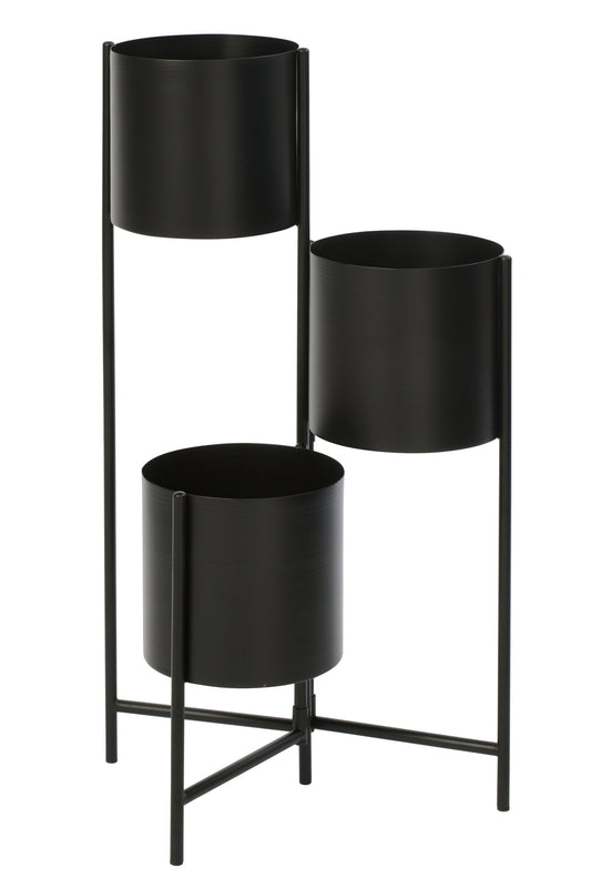 Flowerpot 3 Pots Iron Black