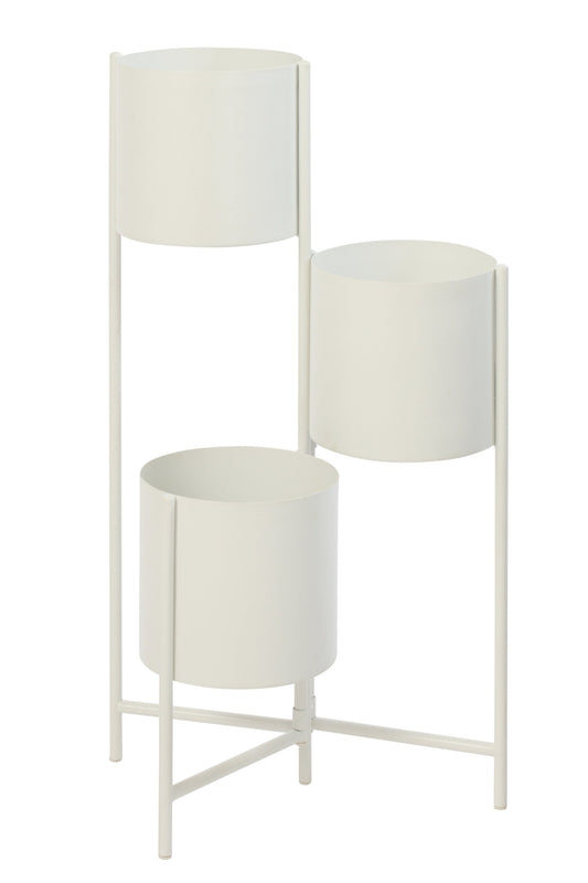 Flowerpot 3 Pots Iron White