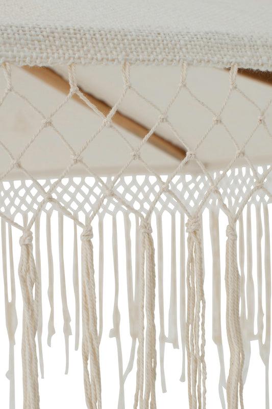 Parasol macramé hout ecru