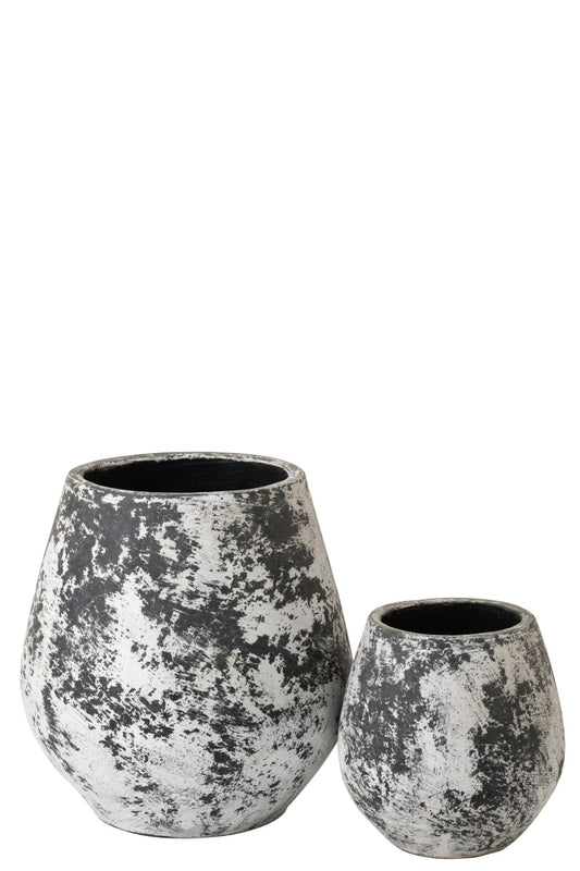 Flowerpot Ruby Terracotta Black/White Large