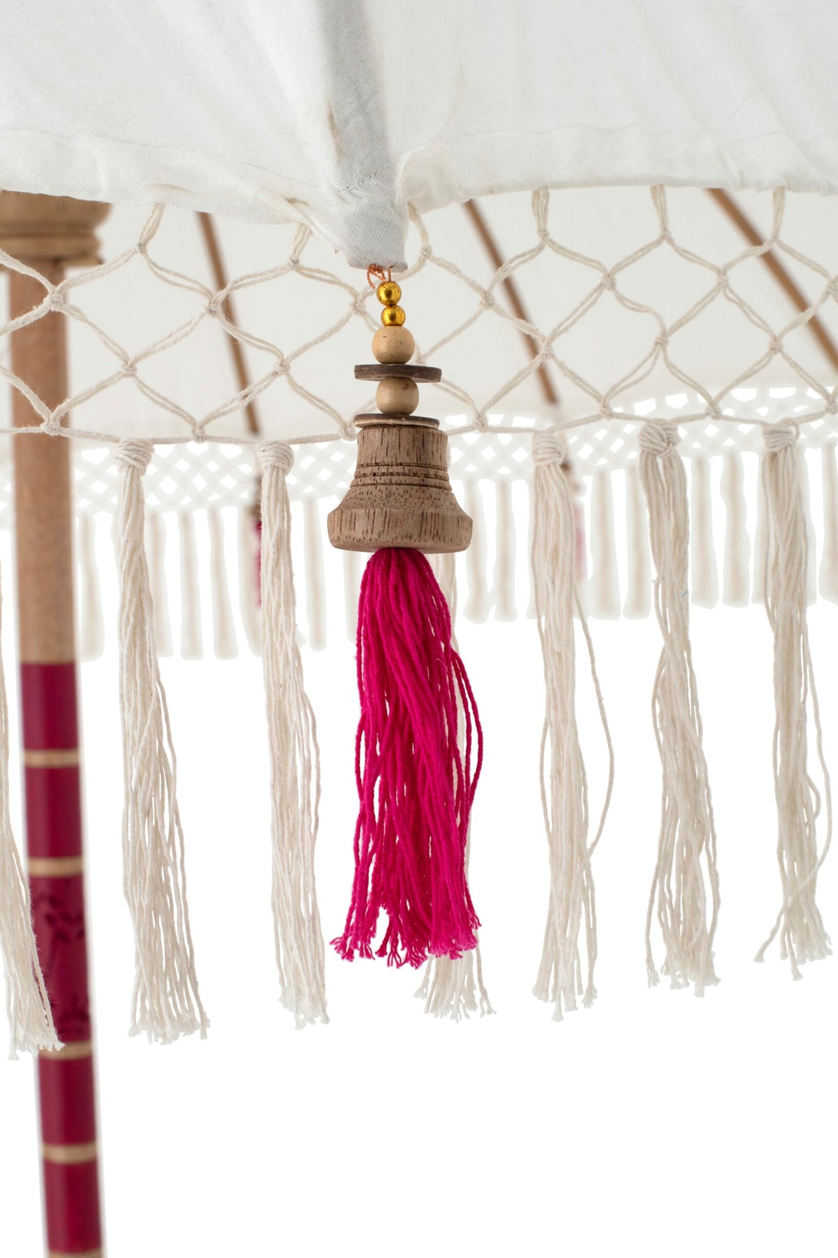 Parasol Flavie hout/katoen ecru/roze
