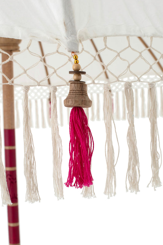 Parasol Flavie hout/katoen ecru/roze