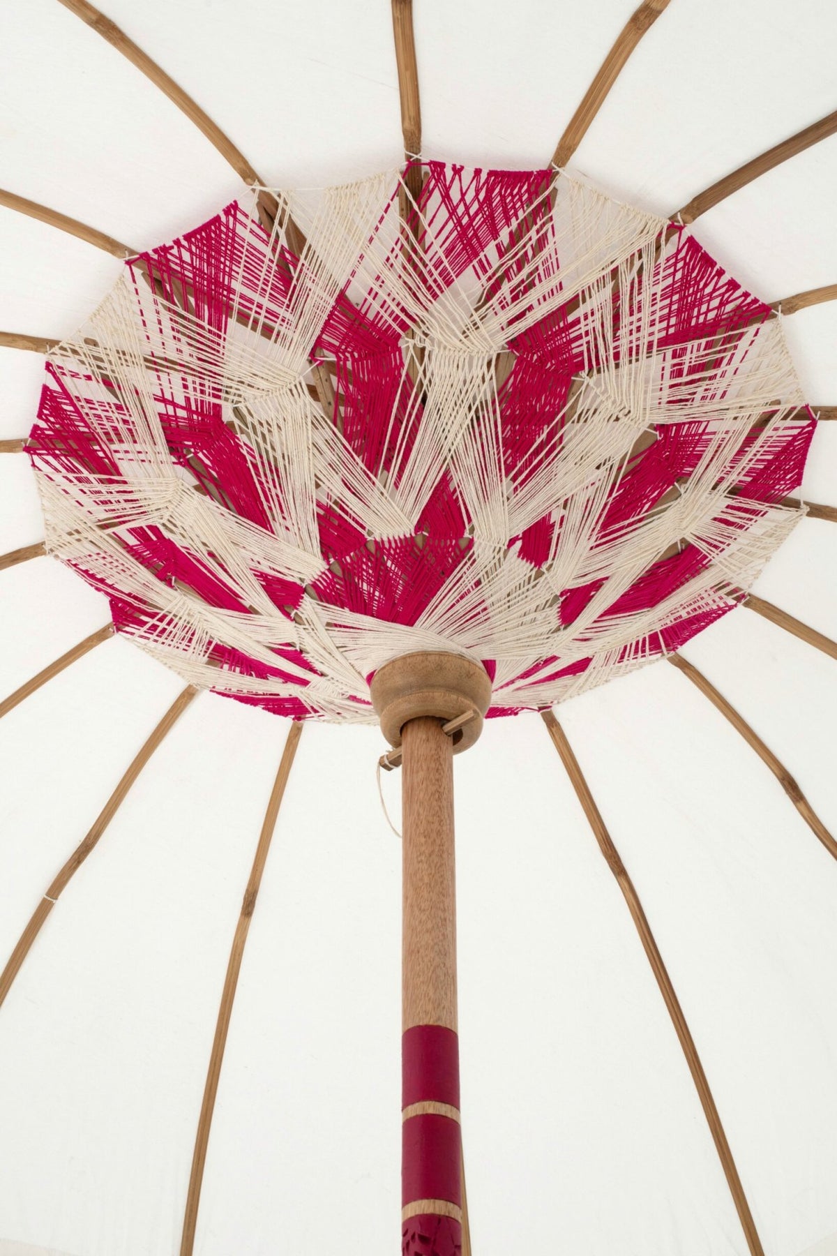 Parasol Flavie hout/katoen ecru/roze