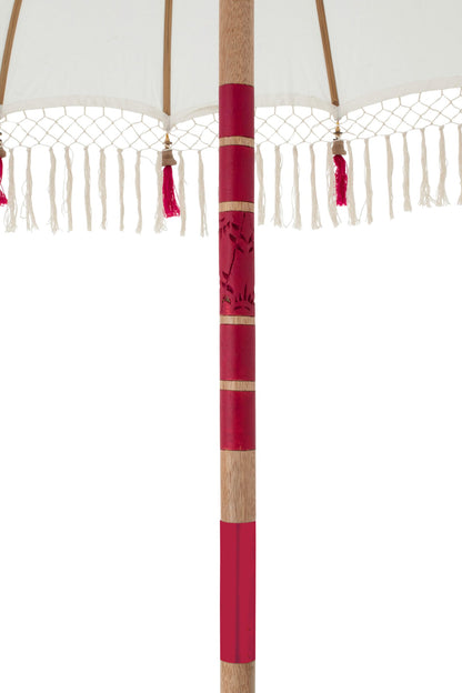 Parasol Flavie hout/katoen ecru/roze