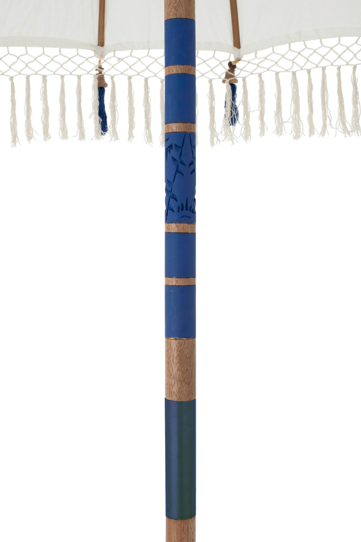 Parasol Flavie hout/katoen ecru/blauw