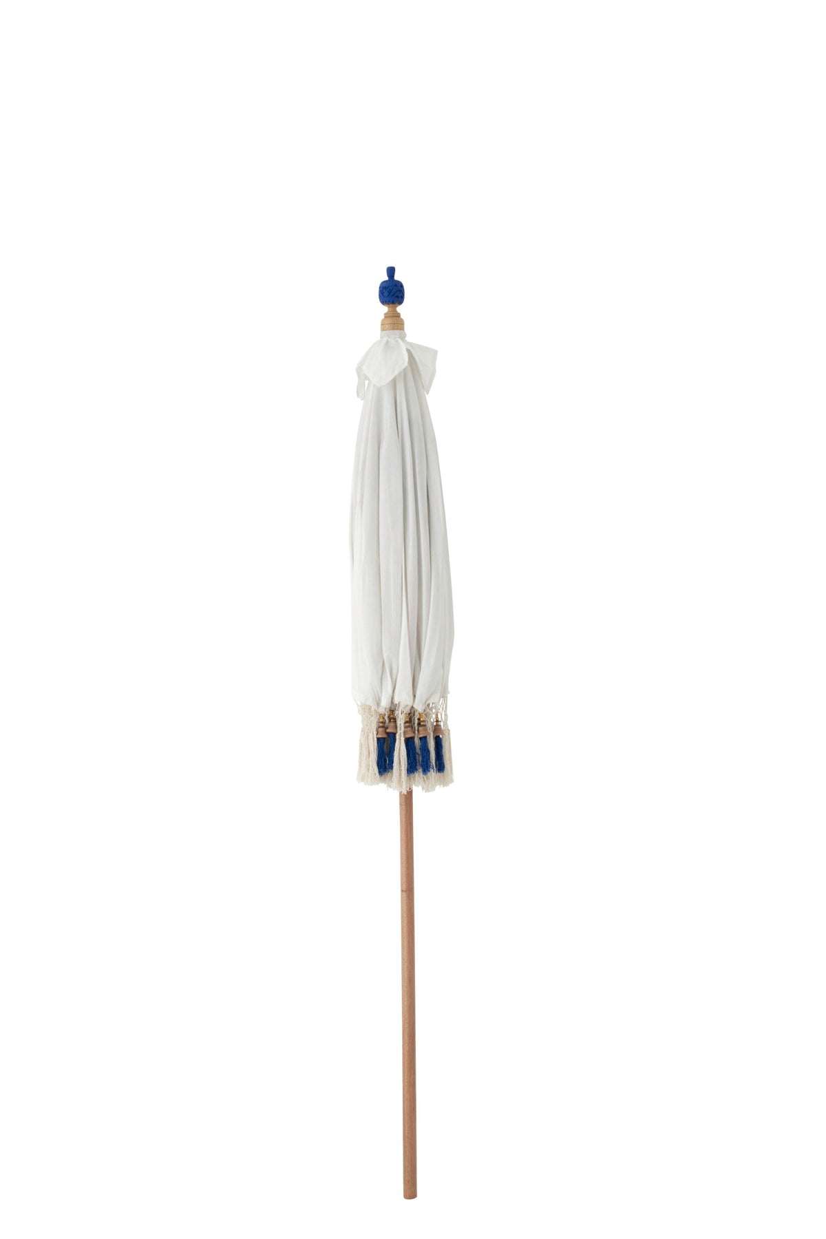 Parasol Flavie hout/katoen ecru/blauw