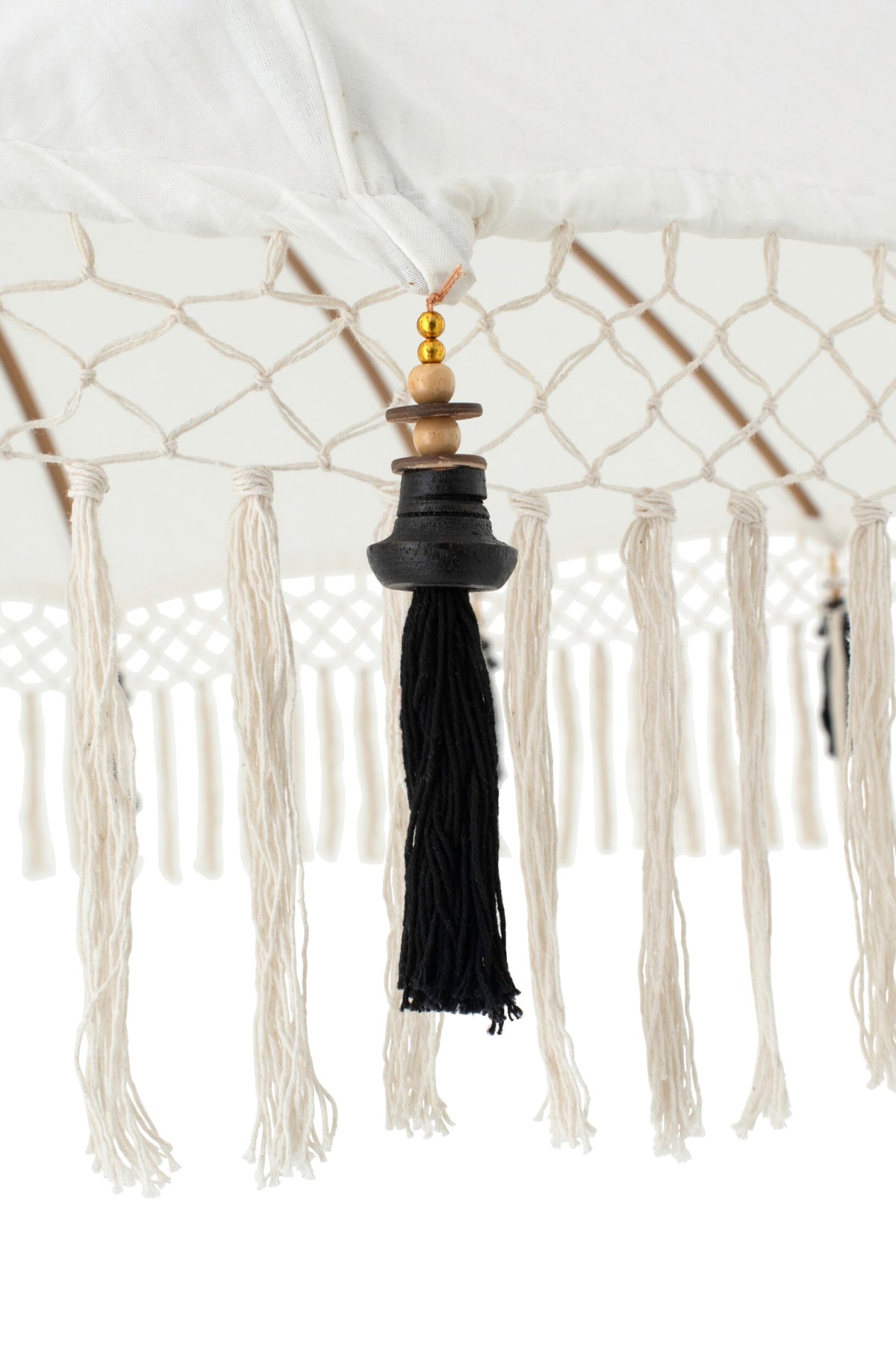 Parasol Flavie hout/katoen ecru/zwart