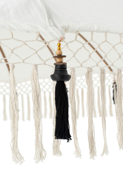 Parasol Flavie hout/katoen ecru/zwart