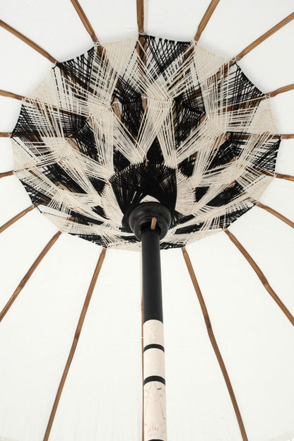 Parasol Flavie hout/katoen ecru/zwart