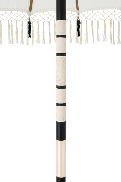 Parasol Flavie hout/katoen ecru/zwart