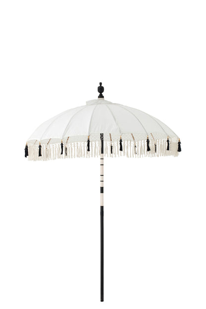 Parasol Flavie hout/katoen ecru/zwart