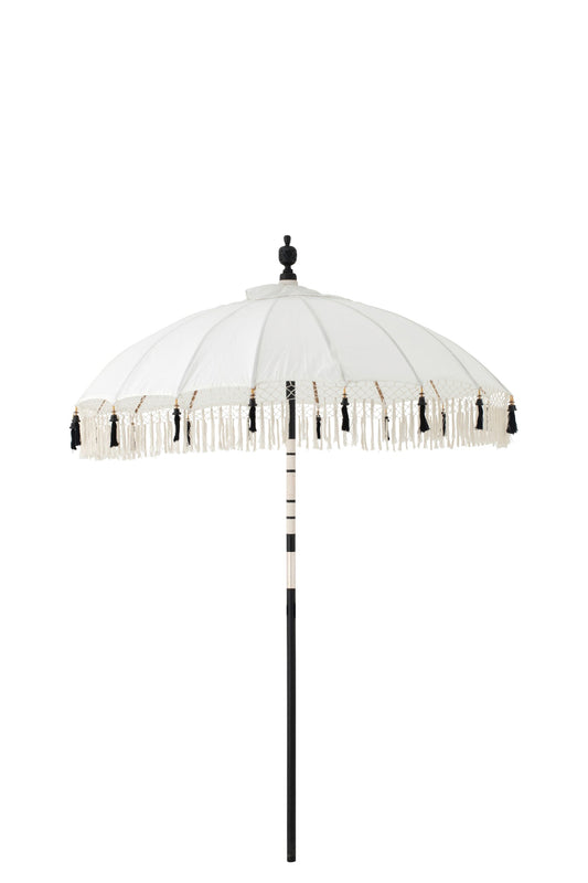 Parasol Flavie hout/katoen ecru/zwart
