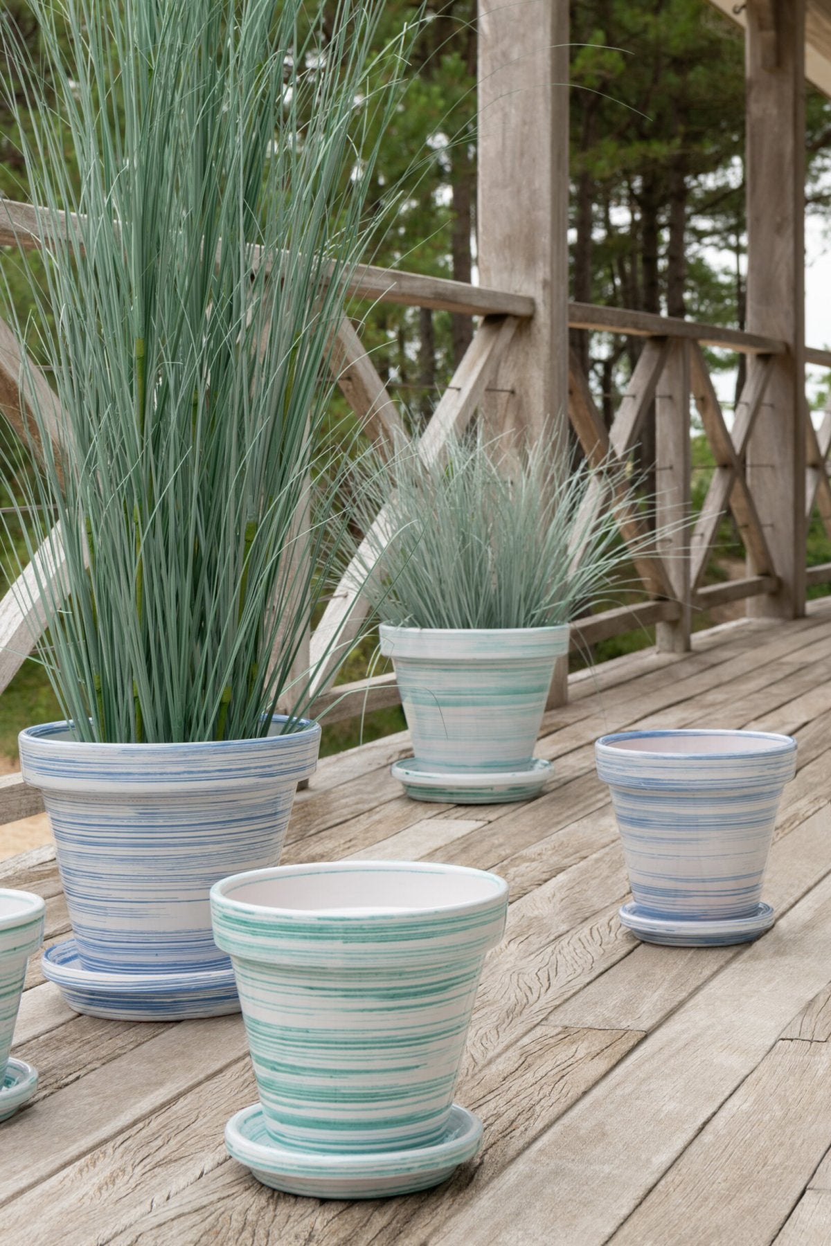 Flowerpot Ceramic Mint Green/White Medium