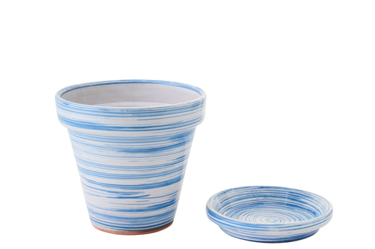 Flowerpot Ceramic Blue/White Medium