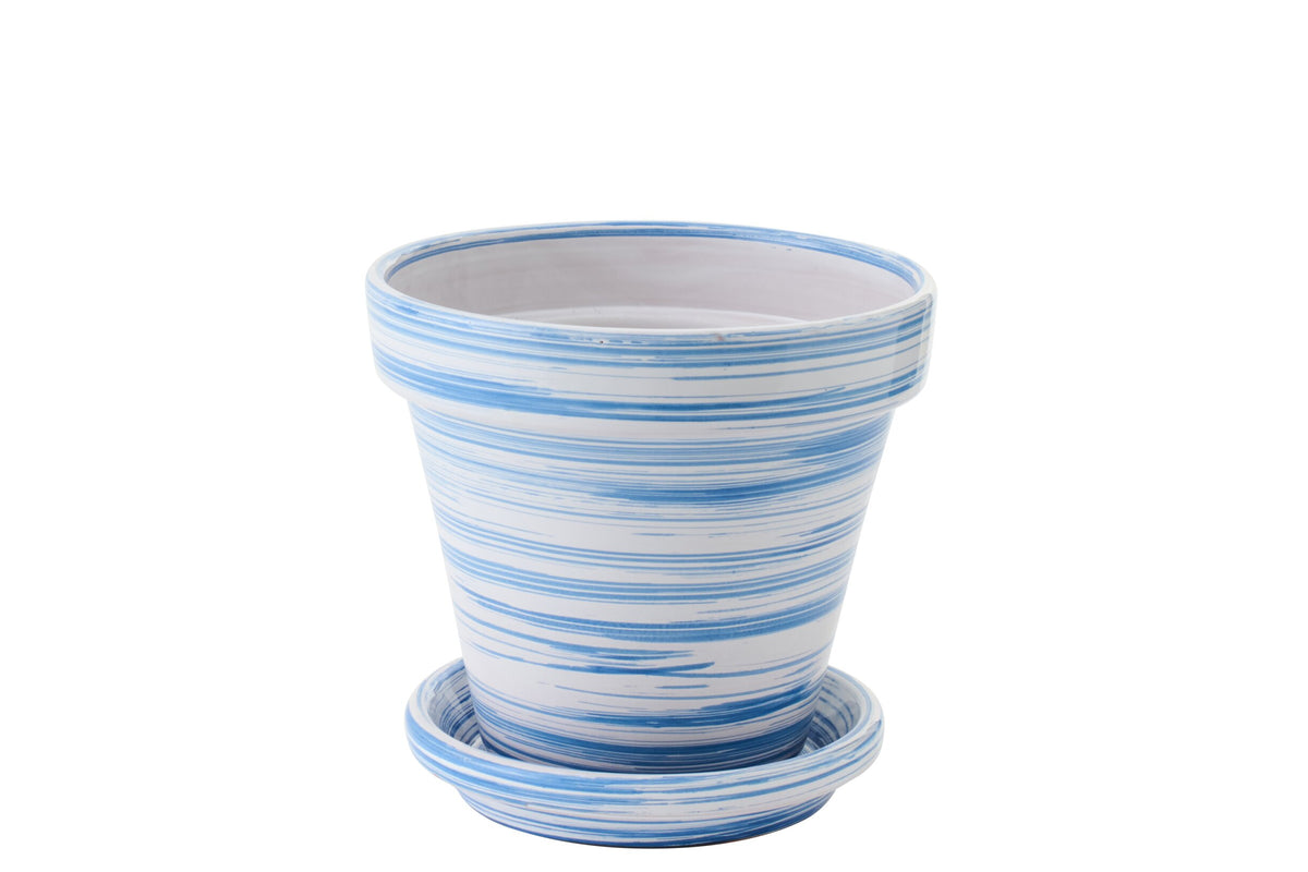 Flowerpot Ceramic Blue/White Medium