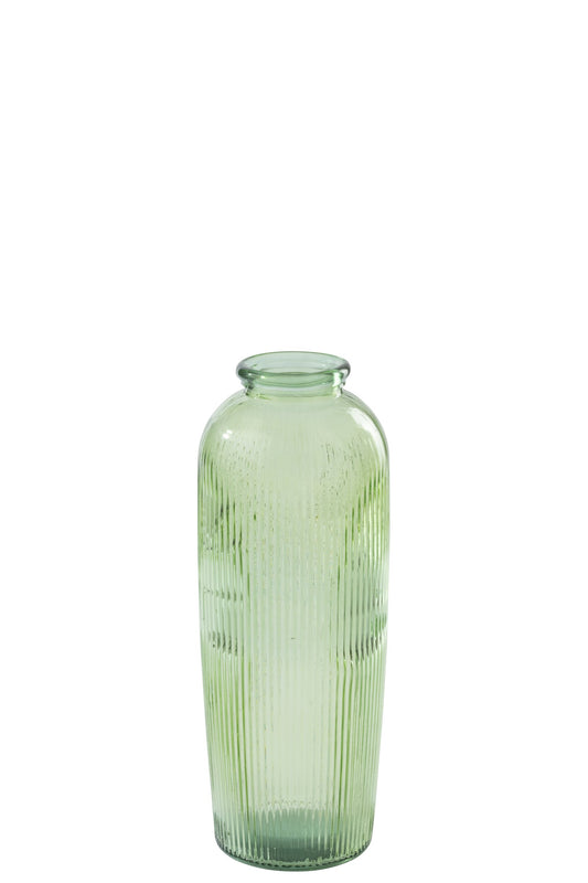 Floor Vase Striped Glass Light Green