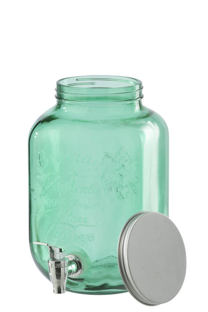 Emerald green glass drink dispenser