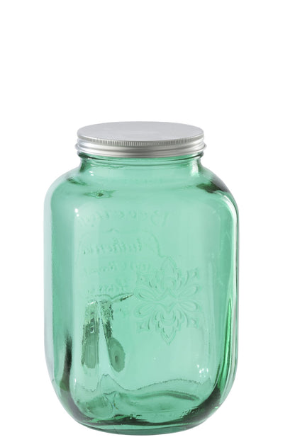 Emerald green glass drink dispenser