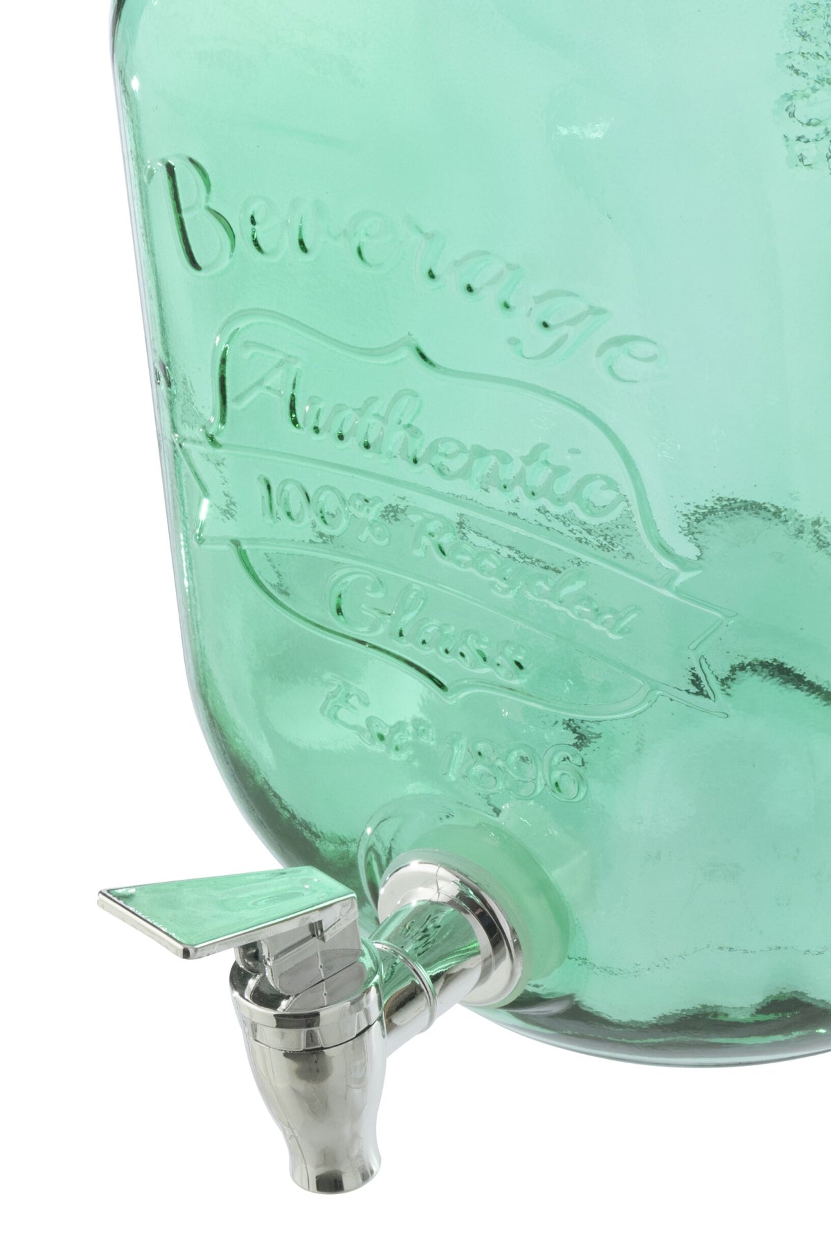 Emerald green glass drink dispenser