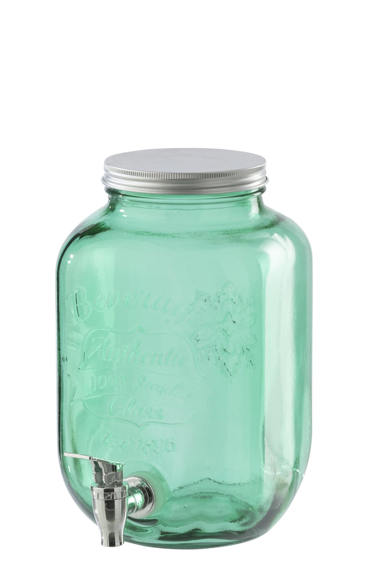 Emerald green glass drink dispenser