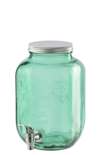 Emerald green glass drink dispenser