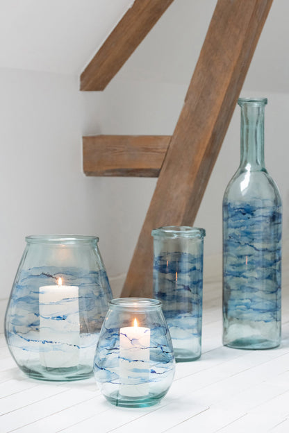 Windlicht Golf Glas Blauw