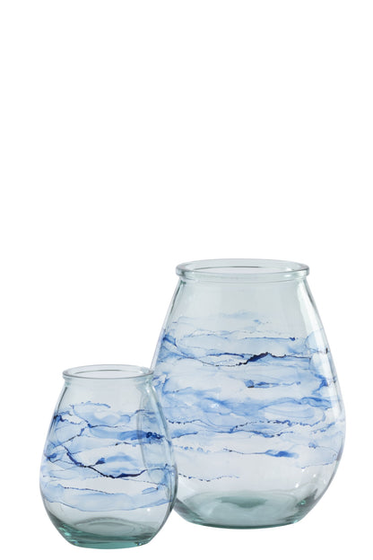 Windlicht Golf Glas Blauw