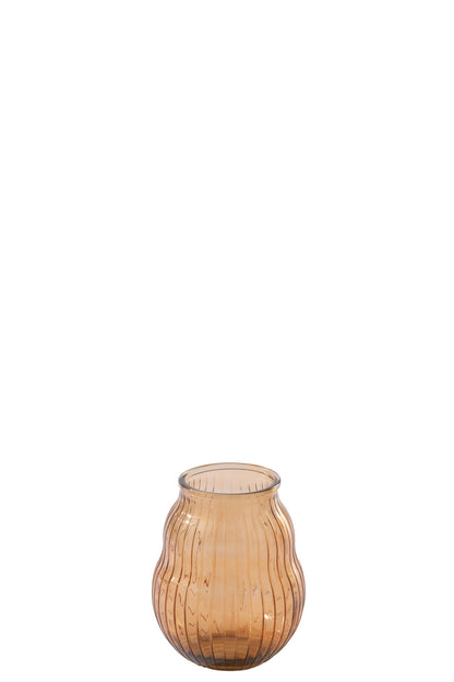 Windlicht Gestreept Glas Oranje