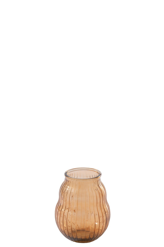 Windlicht Gestreept Glas Oranje