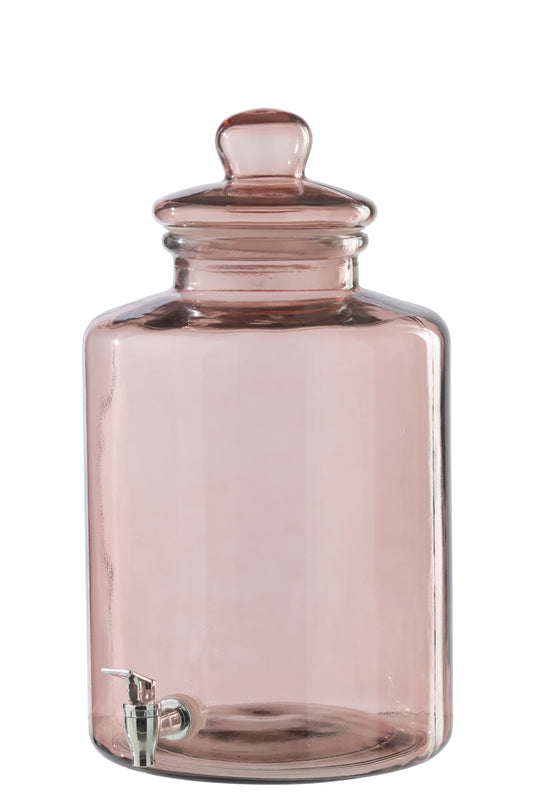 Drank dispenser glas zalm roze