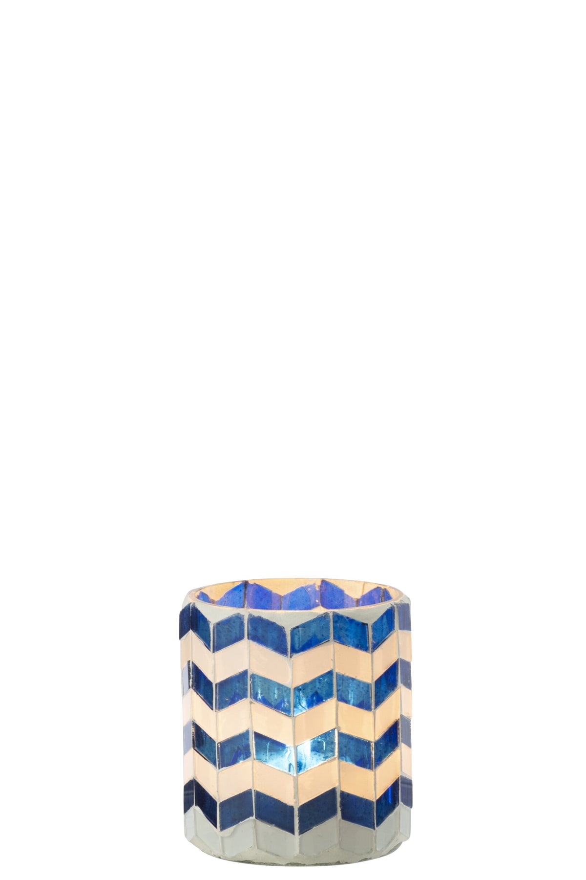 Kaarshouder Glas Blauw/Wit Small